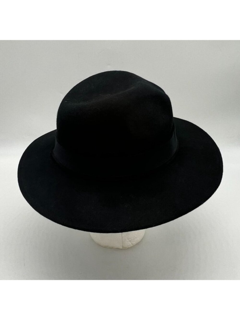 Black Womens Fedora Hat Black Ribbon Band 1990s Retro Classic Wide Brim - Picture 8 of 8